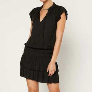 Current Air Jacquard Dot Pleated Dress Black Size Small